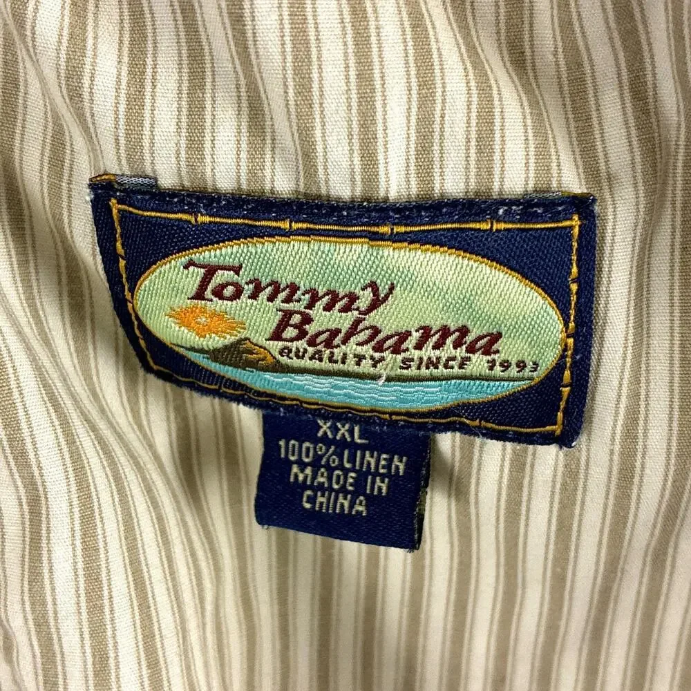 Tommy Bahama Pants Mens XXL Beige Linen Cargo Drawstring Preppy Beach Summer